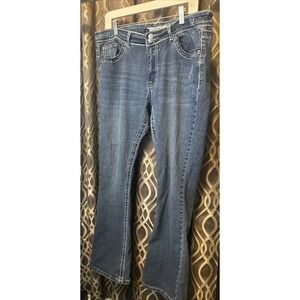VGS Blue Denim Bling Bottom Woman's Size 14 Boot Cut